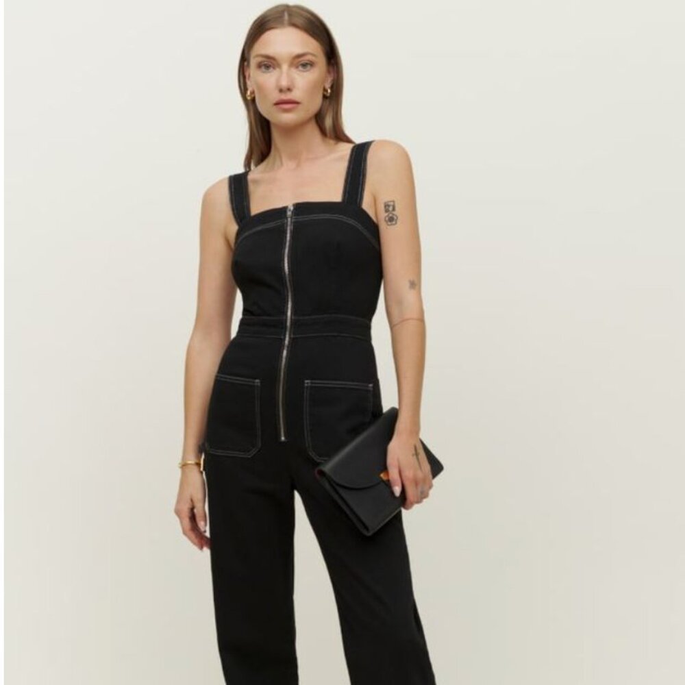 REFORMATION Ren Twill Black Jumpsuit - Size 2